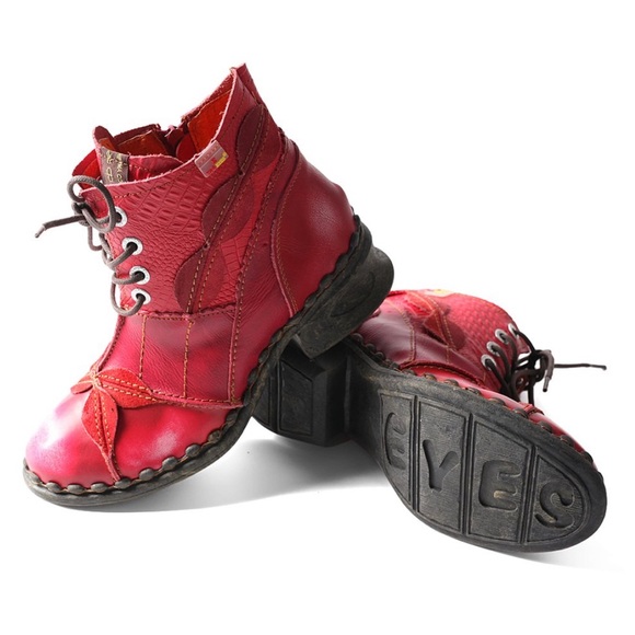 TMA Eyes Women’s Red Washed Layered Leather Duck Boot Size 42 (8) - Picture 5 of 7